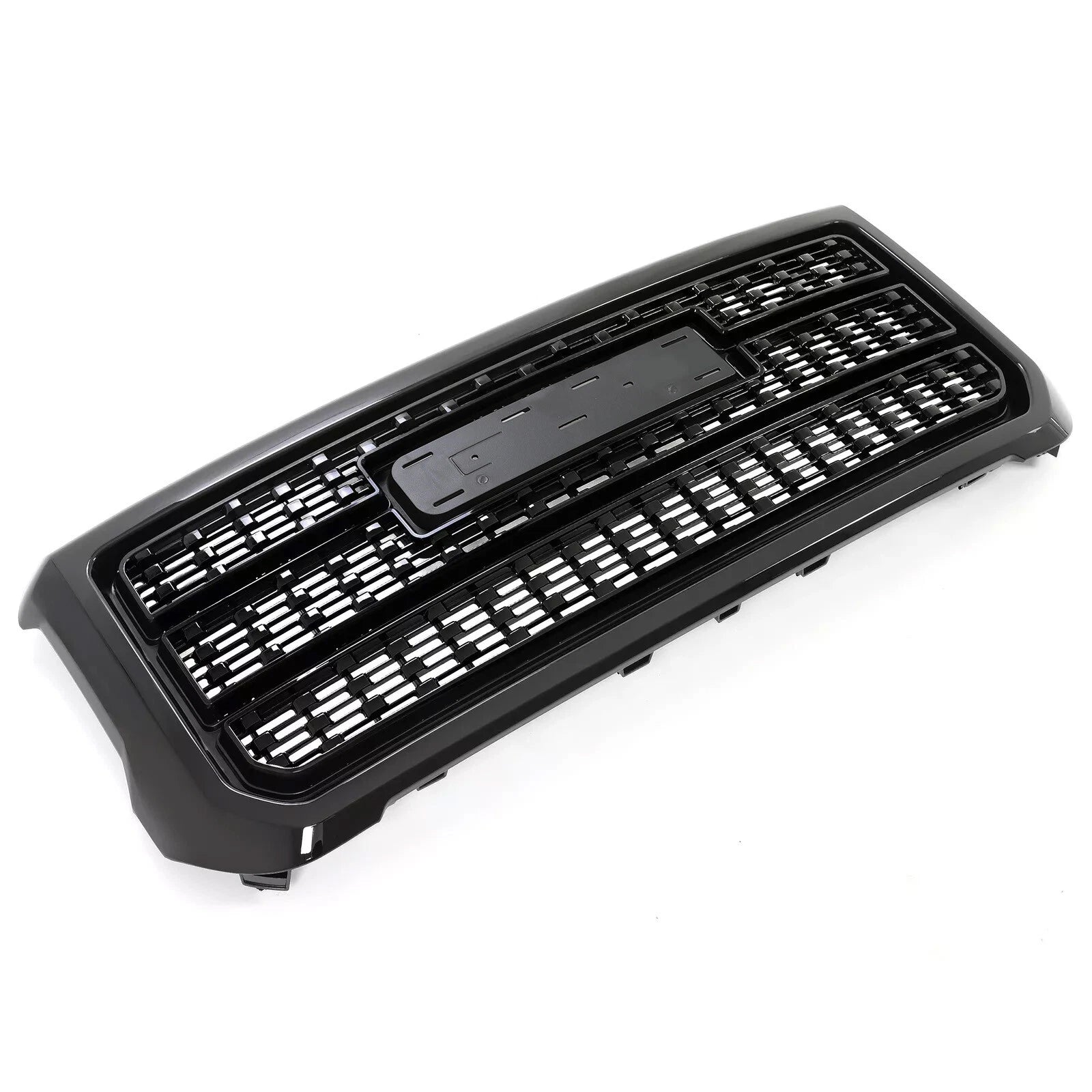 Front Bumper Upper Grille Gloss Black W/Snap for GMC Sierra 2500HD 3500HD (2015–2019)
