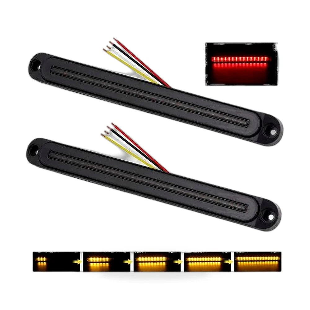 2X LED Tail Lights for Trailer Truck (10-30V) - Flowing Turn Signal Brake