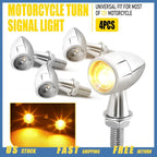 4X LED Bullet Turn Signals for Mini Motorcycle (Chrome, Amber)