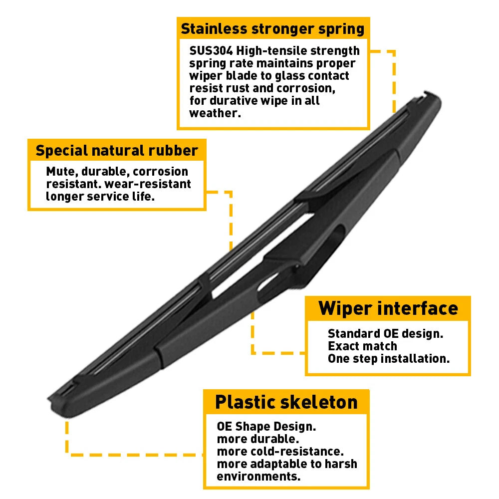 Pair Rear Wiper Arm & Blade for Dodge Chrysler Town & Country (2007–2015)