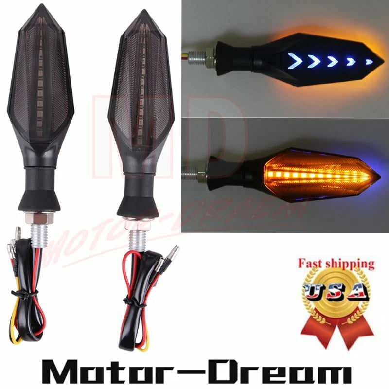 Universal Motorcycle Turn Signal Indicator Light Amber Sequential Flow