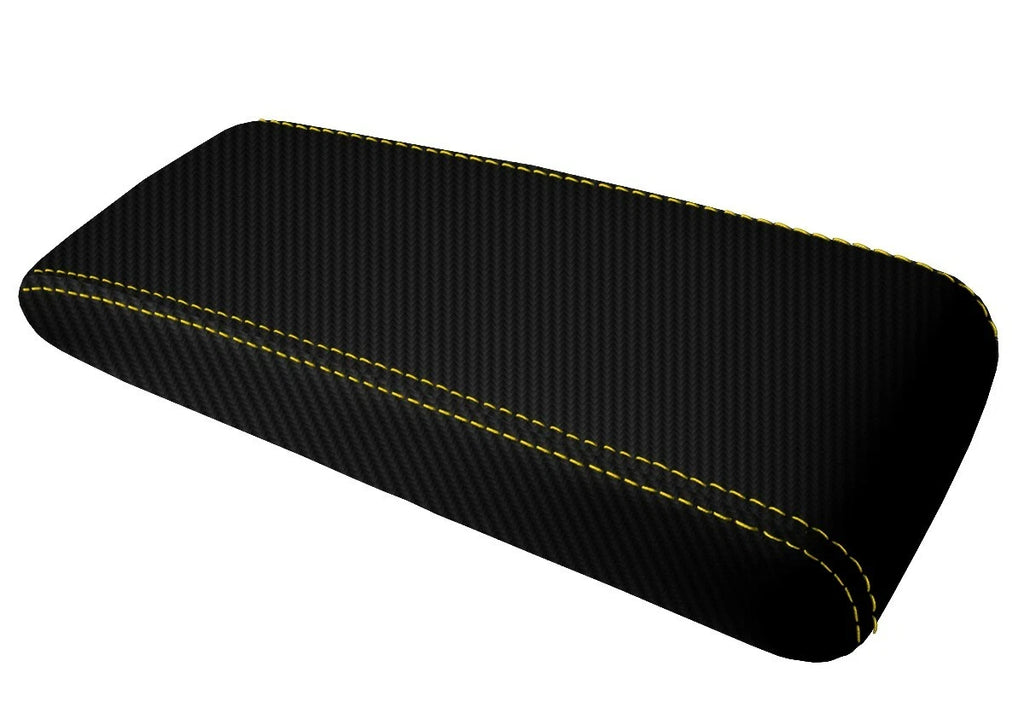 Console Lid Cover for Toyota Supra (1986–1992) Carbon Fiber Yellow Stitch