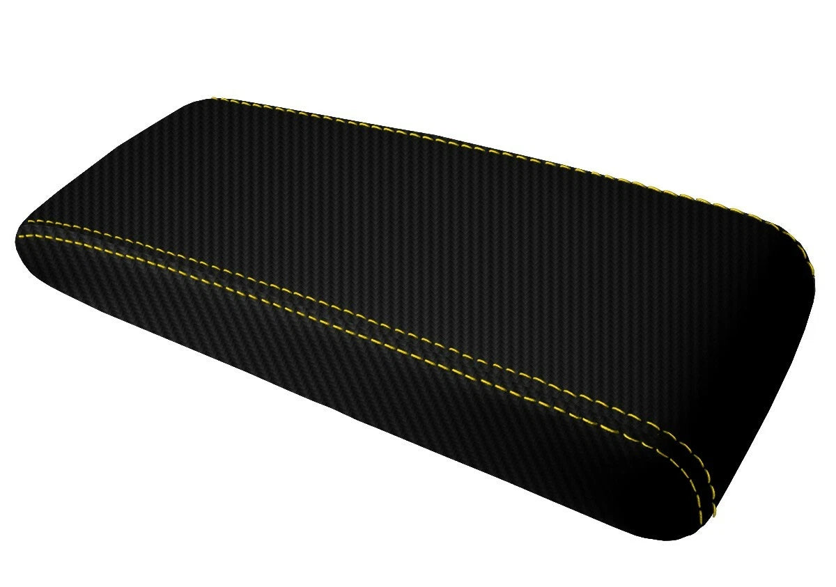 Console Lid Cover for Toyota Supra (1986–1992) Carbon Fiber Yellow Stitch