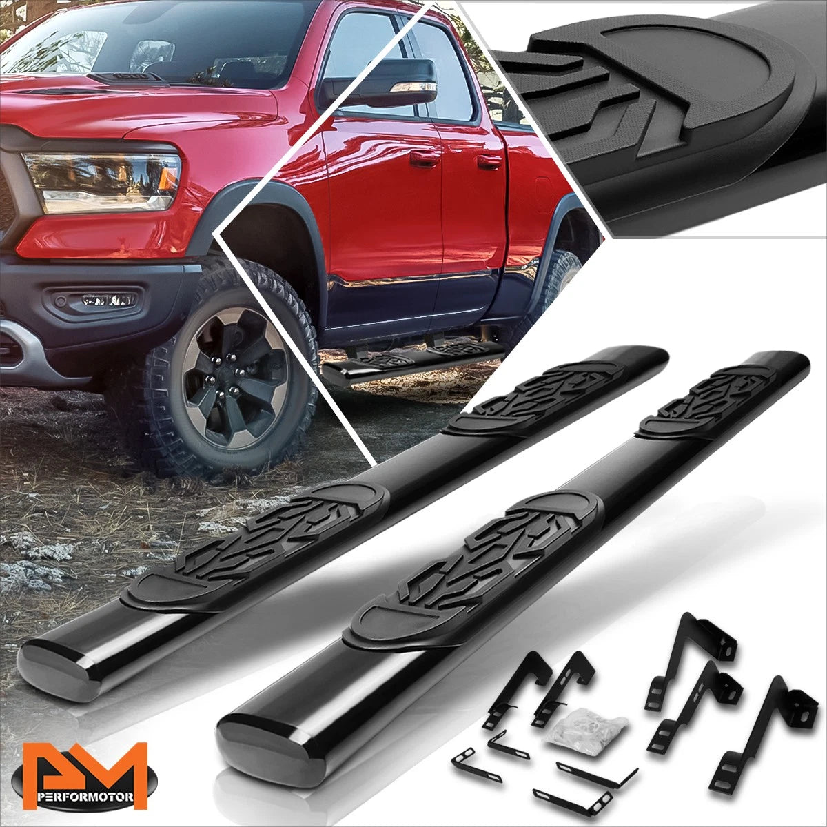 6" Oval Side Step Nerf Bar Running Board for RAM 1500 (2019–2024)