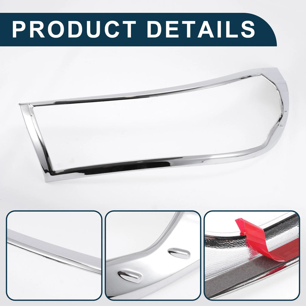 Set of 2 Front Headlight Trim Bezels for Toyota Hilux Revo (2015–2017) Silver Tone
