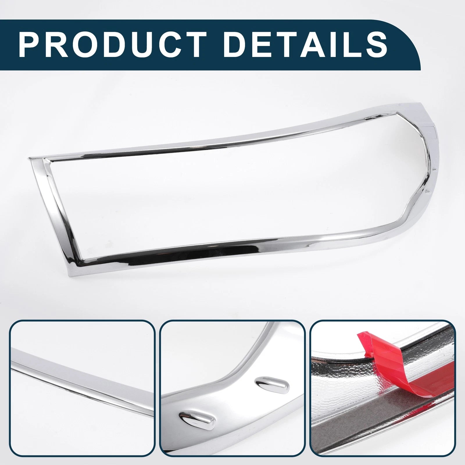 Set of 2 Front Headlight Trim Bezels for Toyota Hilux Revo (2015–2017) Silver Tone
