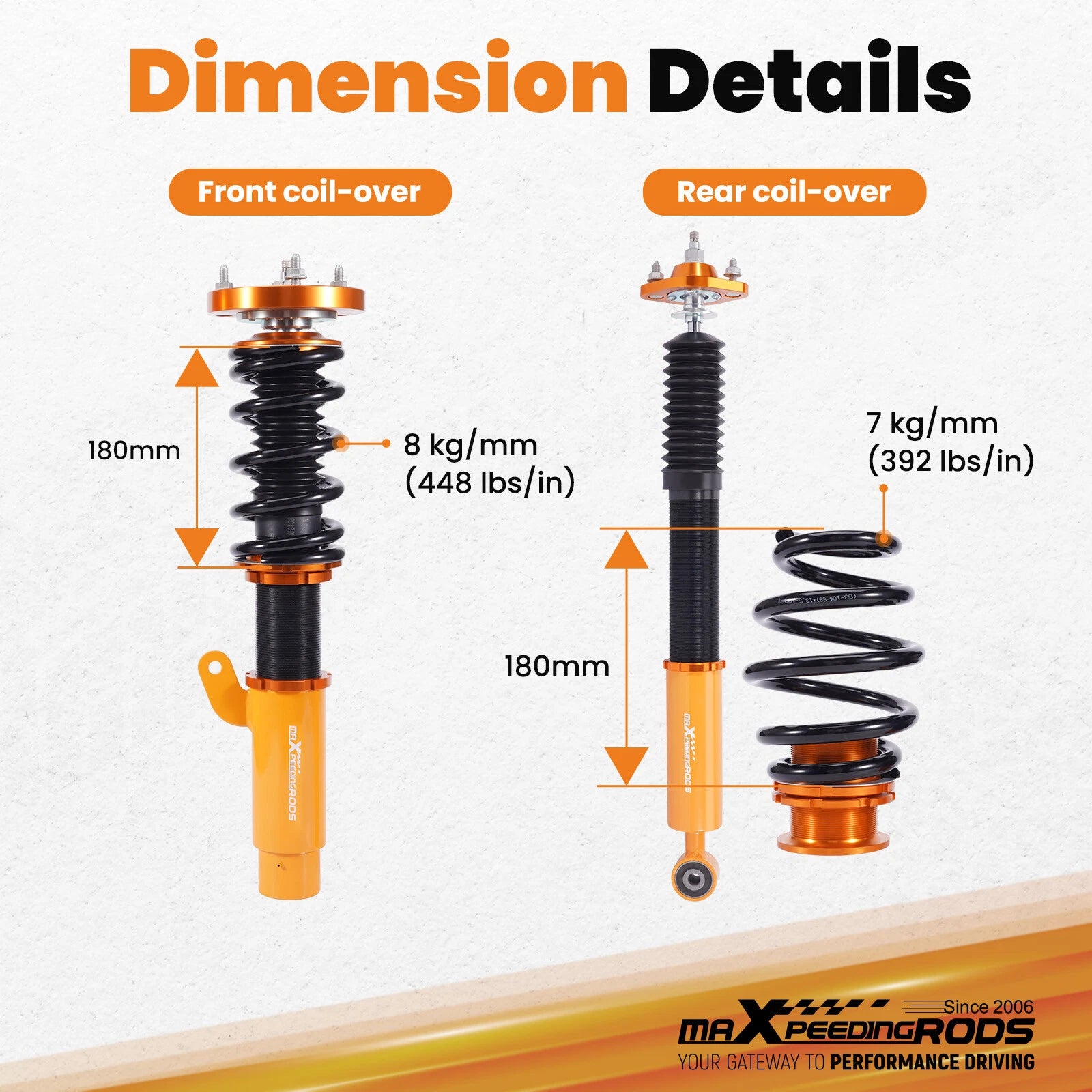 Coilover 24 Way Damper Shocks Springs Kit for BMW 3 E46 RWD (1999–2005)
