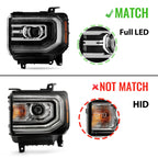 Full LED Projector Headlight Left Driver Side for GMC Sierra 1500 (2016–2018)