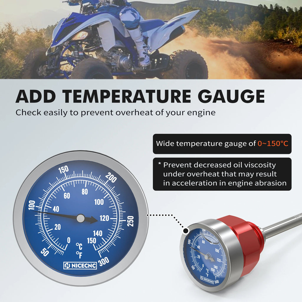 Oil Dipstick with Temperature Gauge for Yamaha Raptor 700 700R 660 660R (0~150℃)