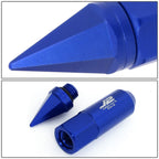 Set of 20 J2 7075 Forged Aluminum M12x1.5 Spiky Cap Lug Nuts w/Adapter Blue