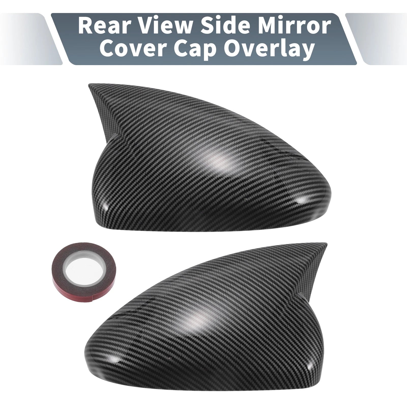 Pair Rearview Mirror Cover Overlay Black Carbon Fiber for Chevrolet Cruze (2011–2019)