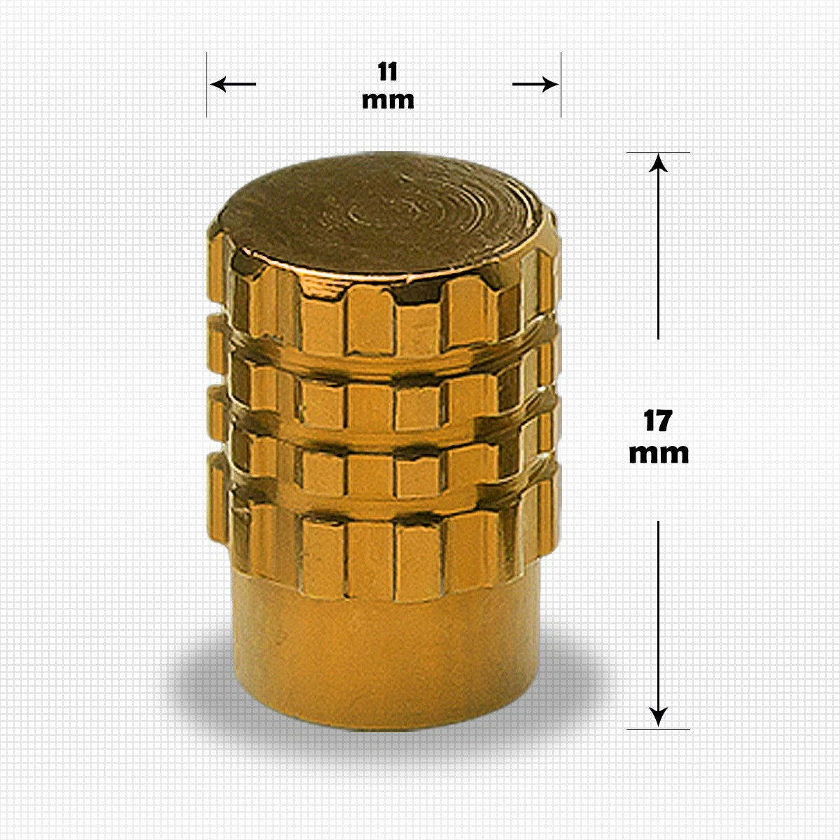 Set of 4 Gold Aluminum Tire Stem Caps for Universal Fit (All Models)