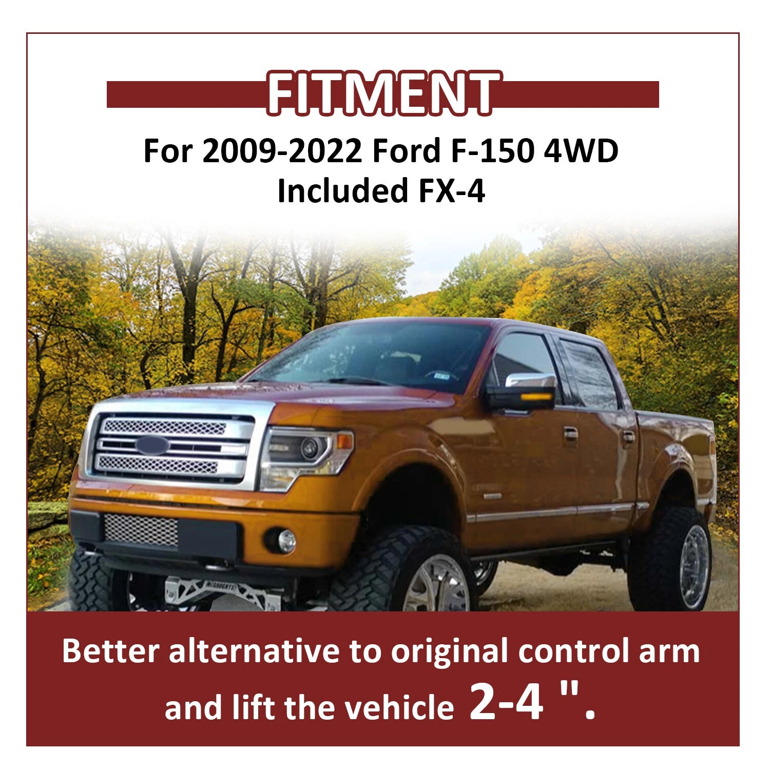 Pair of Front Upper Control Arms for Ford F150 4WD (2009–2022)