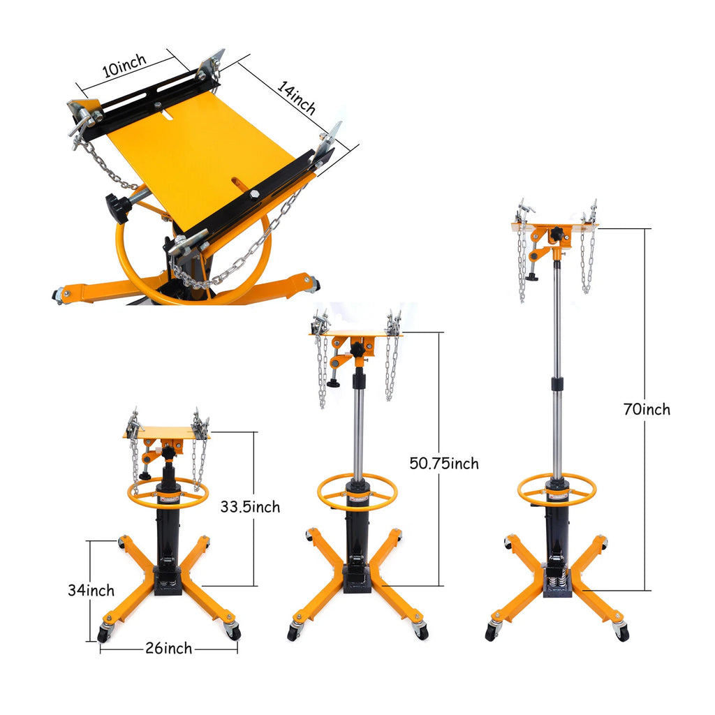 Dual Spring Hydraulic Transmission Jack for Car Lift (1300 lbs, 0.6 Ton)