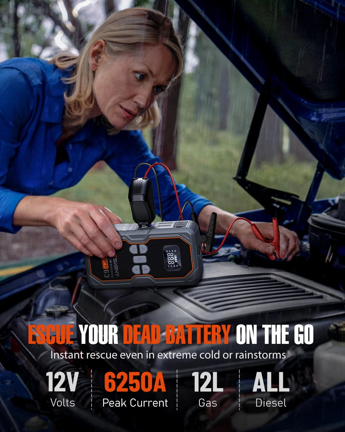 Powerful Jump Starter with Air Compressor for Universal Use (12V)