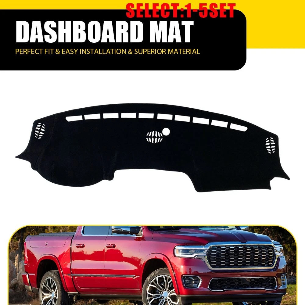 Anti-Slip Dashboard Mat Cover for Dodge Ram 1500 3500 (2019–2025) Black Carpet