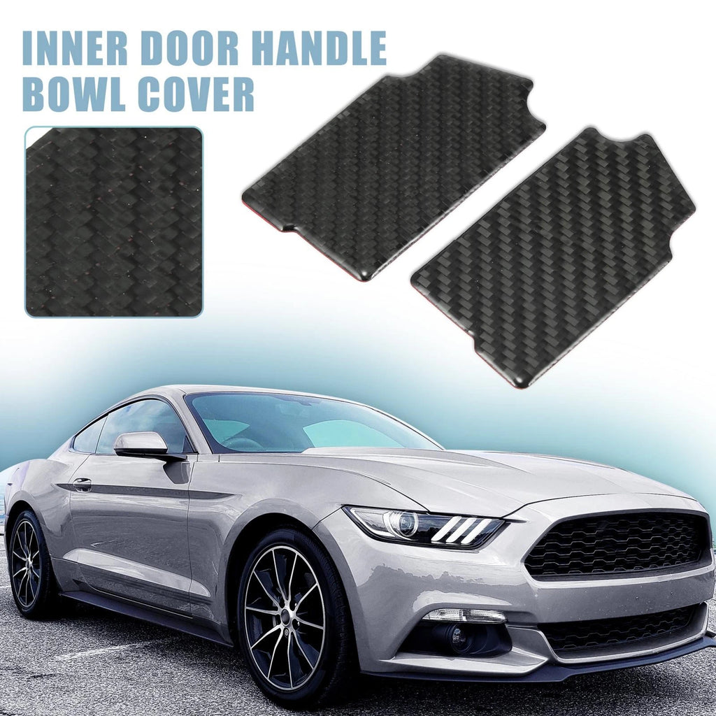2pcs Carbon Fiber Inner Door Handle Bowl Cover for Ford Mustang (2015–2020)