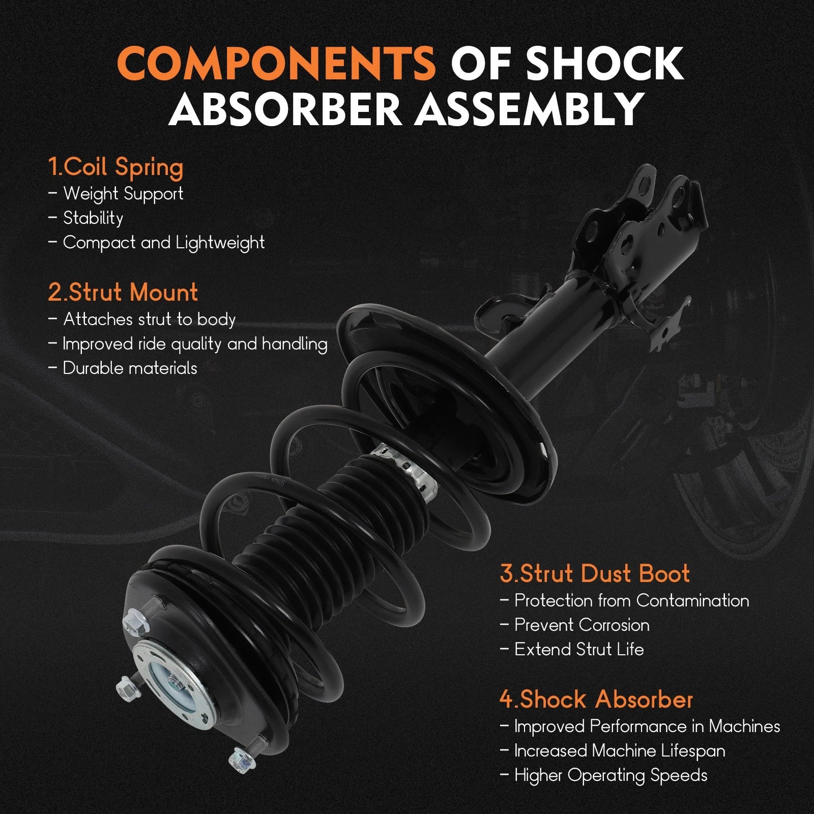 2X Complete Struts Shocks Spring & Mounts for Toyota RAV4 (2013-2018)