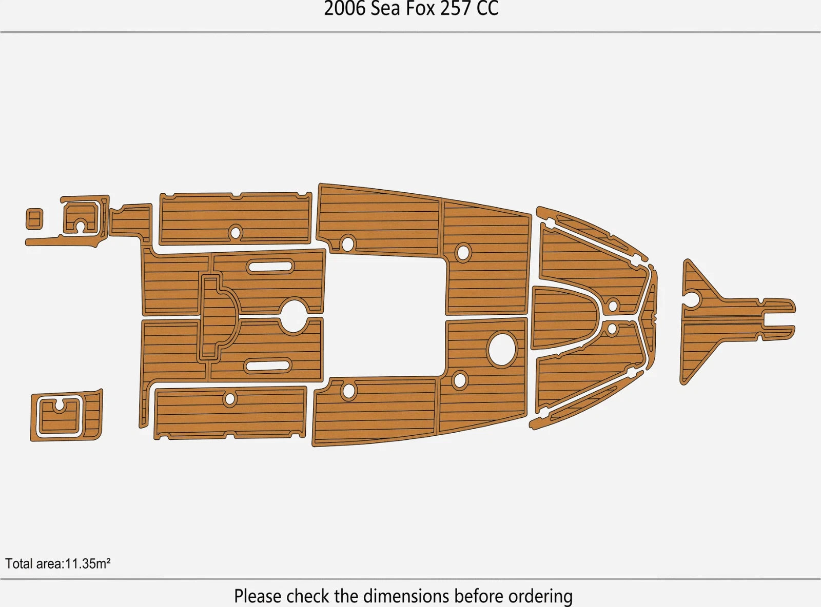 EVA Pad Foam Teak Deck Flooring for Sea Fox 257 CC (2006)
