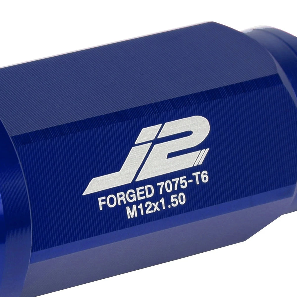 20 Pcs J2 7075 Forged Aluminum M12x1.5 Spiky Cap Lug Nuts w/Adapter Blue
