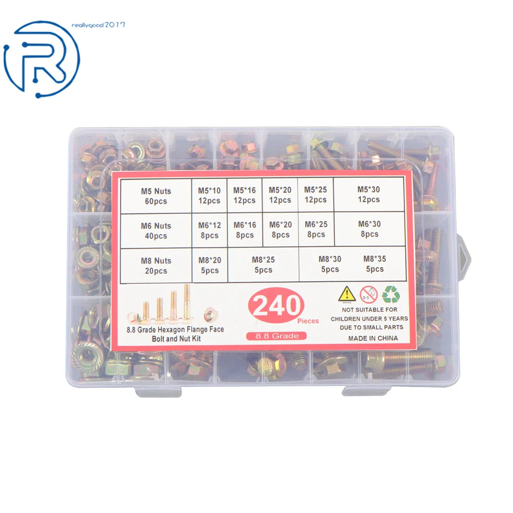 240 Pack Flanged Bolts and Nuts Kit for Faucet (Universal)