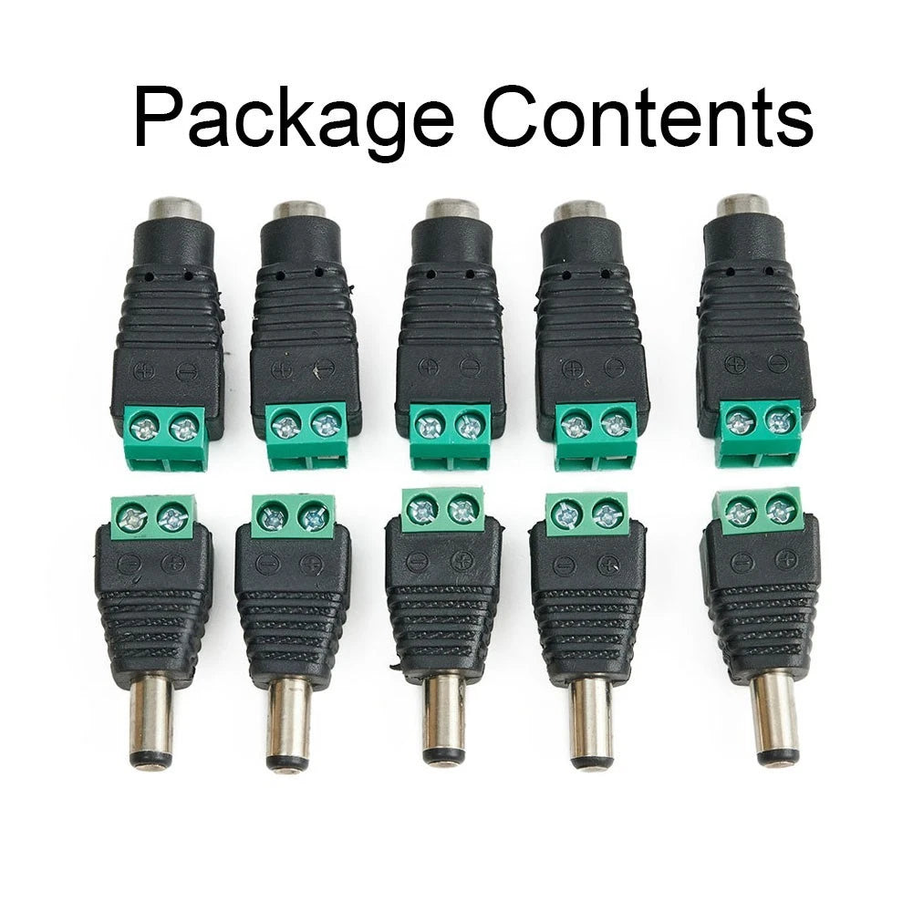 10X Male Female DC Power Connectors for CCTV Installations