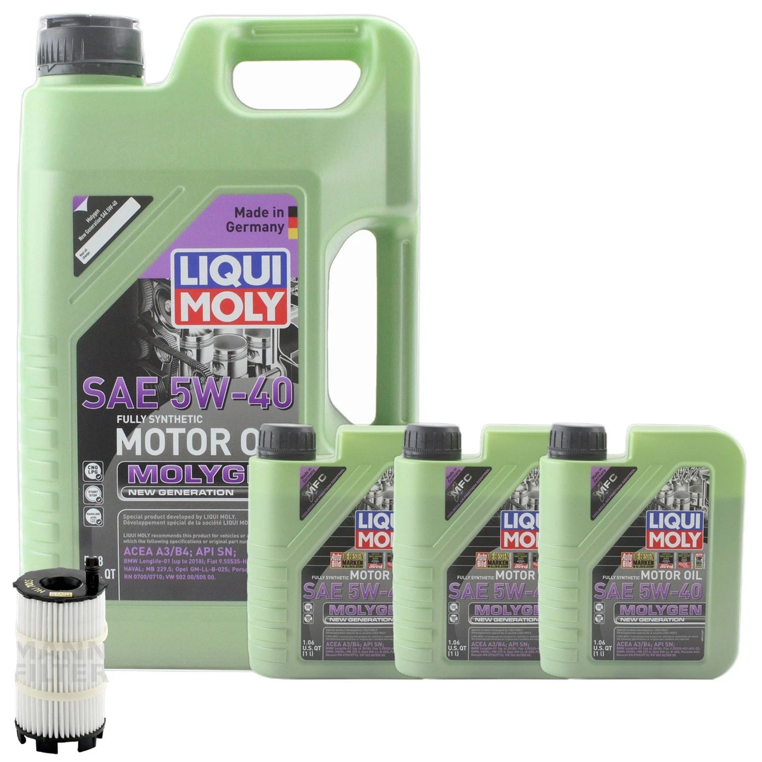 Liqui Moly Molygen New Gen 5W40 Engine Oil Change Kit for A8 Quattro (2004–2010)