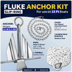 12 Lb Fluke Boat Anchor Kit with Chain & Rope for Boats