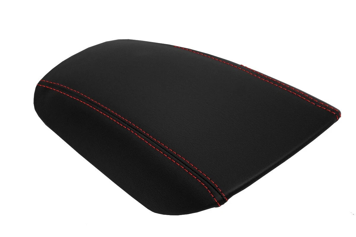 Leather Console Lid Armrest Cover for Ford Fusion (2013–2020) Red Stitch