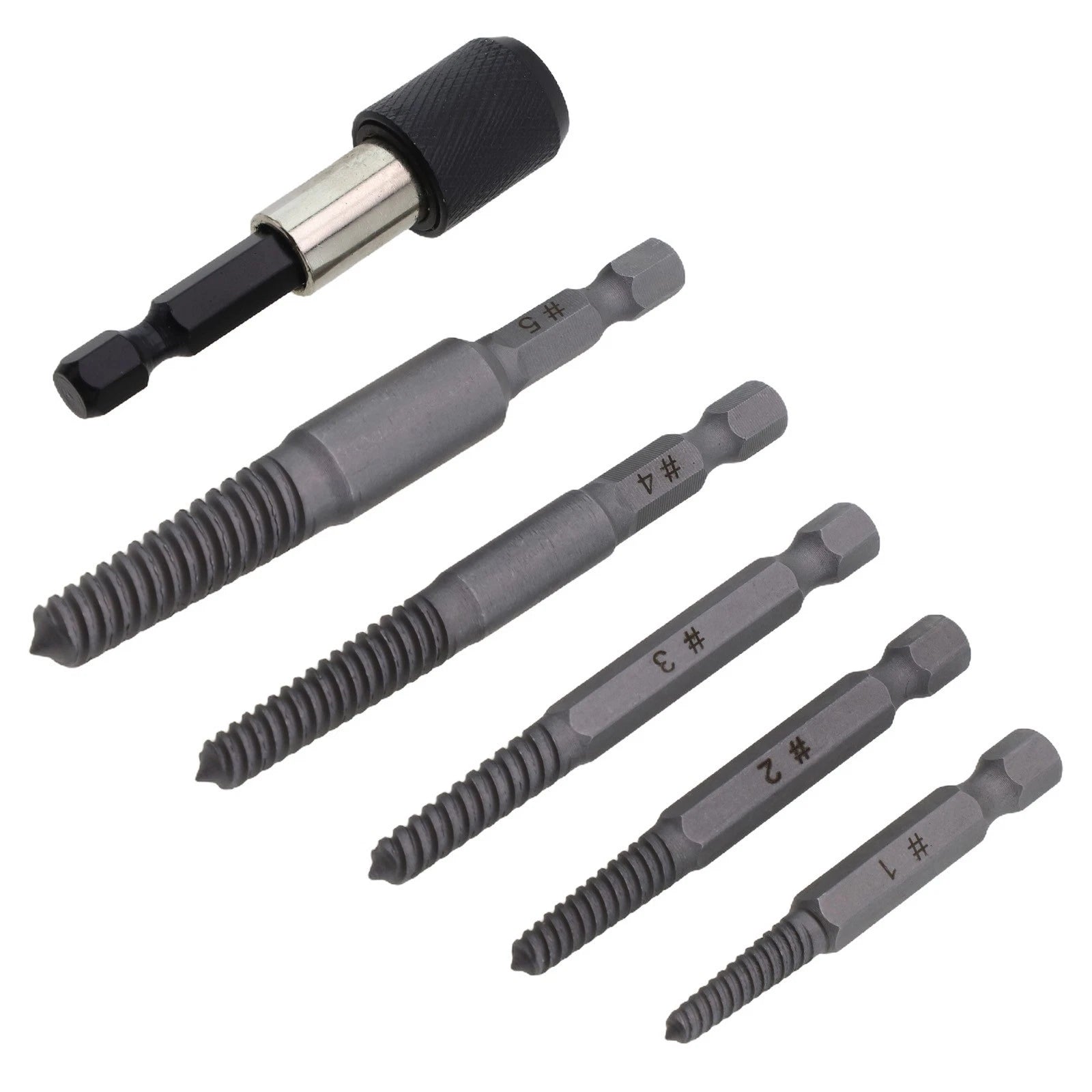6Pcs Stud Screw Extractor Remover Set for Broken Damaged Pipes & Bolts
