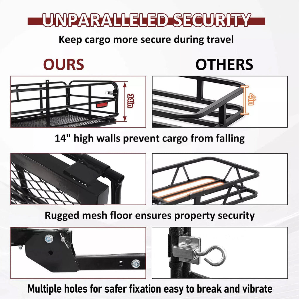 Cargo Carrier Hitch Mount Rear Folding Basket Rack for SUV (Fits Most Models)