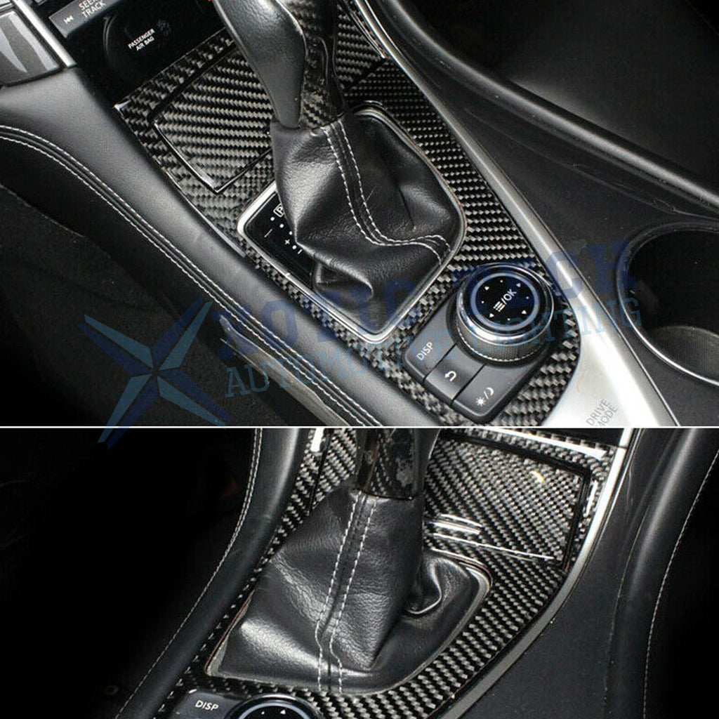 2PCS Real Carbon Fiber Gear Shift Panel Decals for Infiniti Q50 (2014-2024)