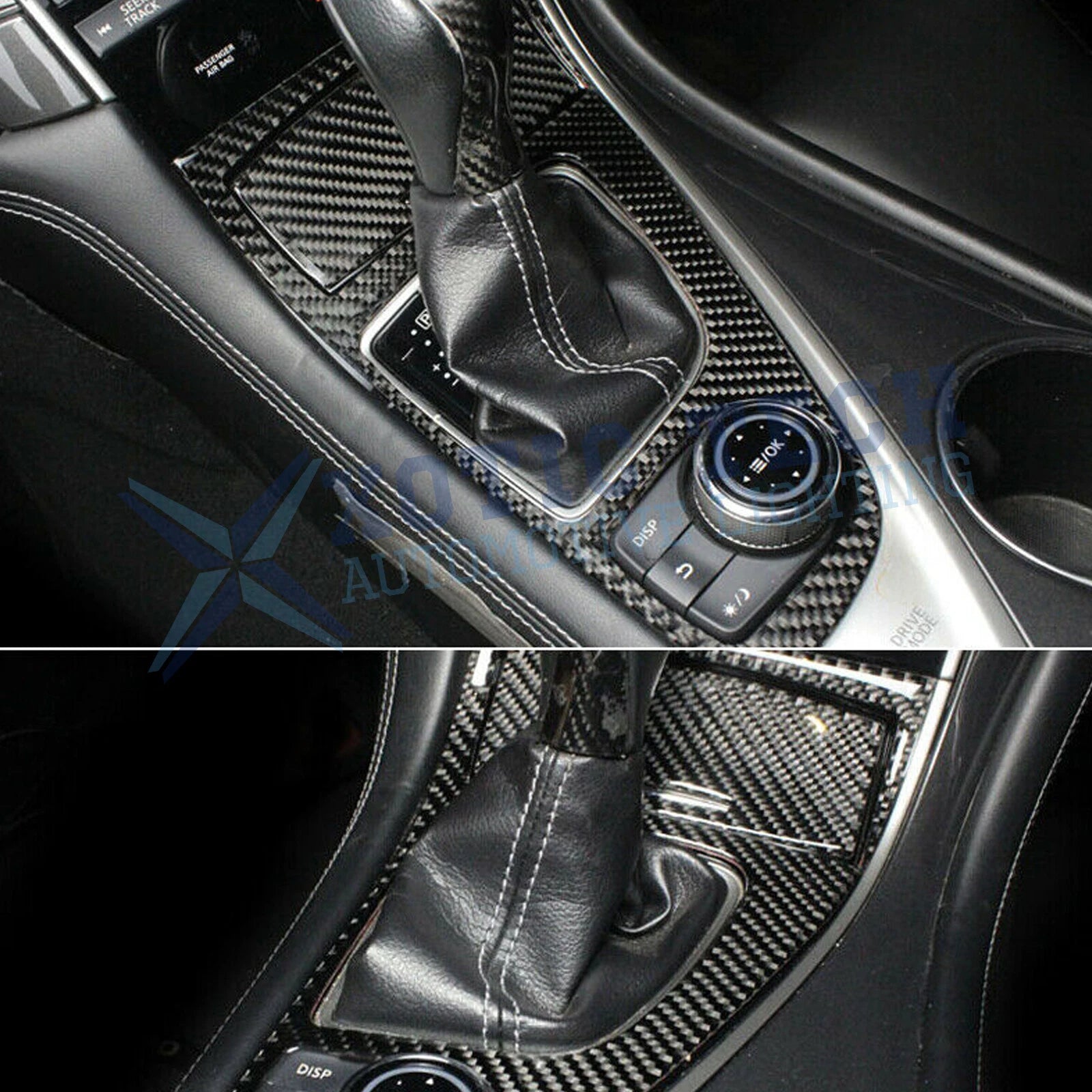 2PCS Real Carbon Fiber Gear Shift Panel Decals for Infiniti Q50 (2014-2024)