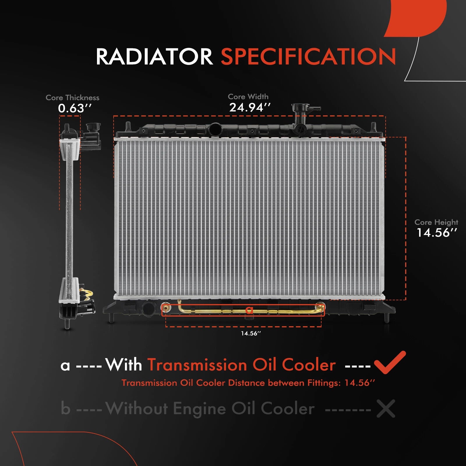 Radiator with Trans Oil Cooler for Kia Rio Rio5 (2006–2011)