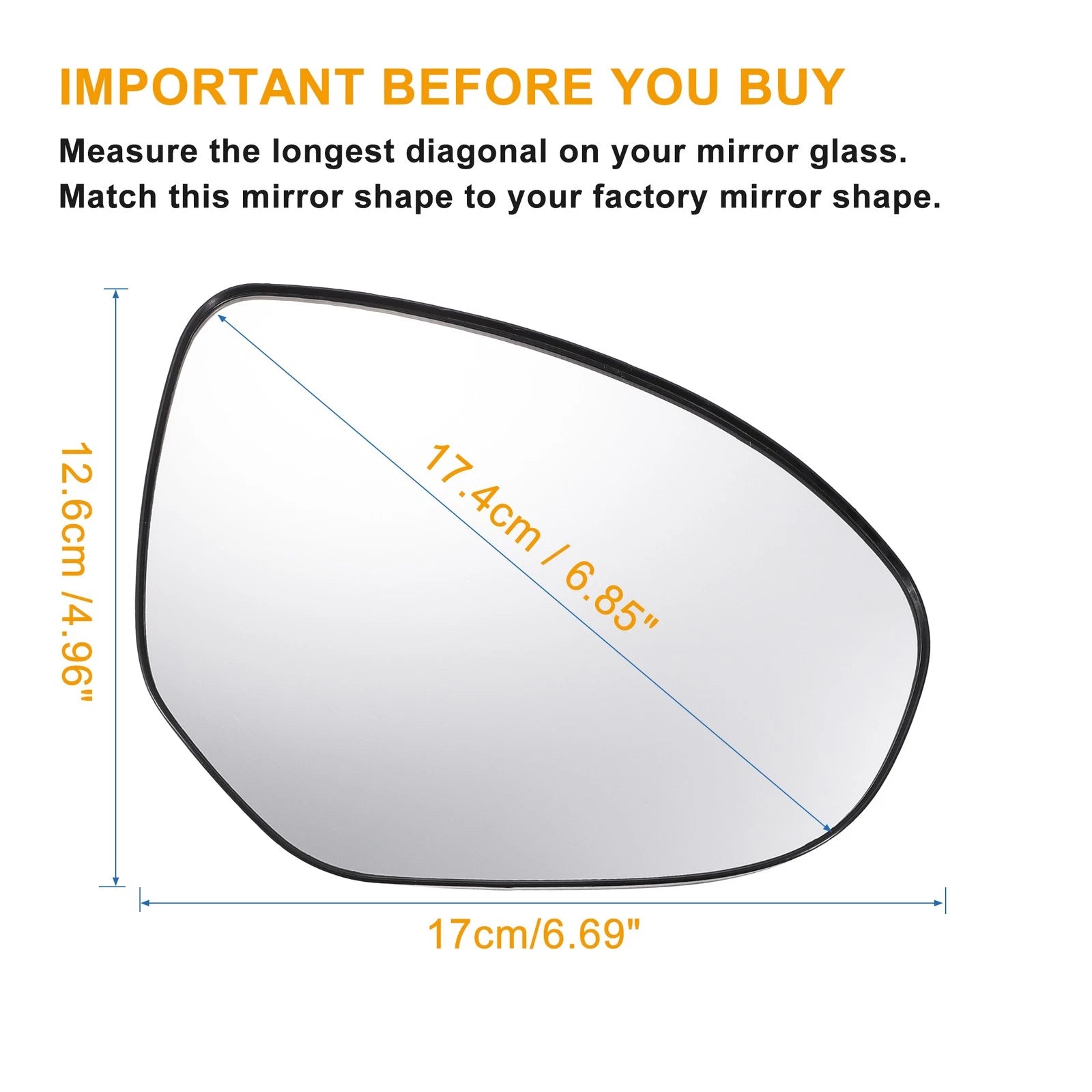 Right Side Mirror Glass w/ Backing Plate for Mazda 2 3 (2010–2014)