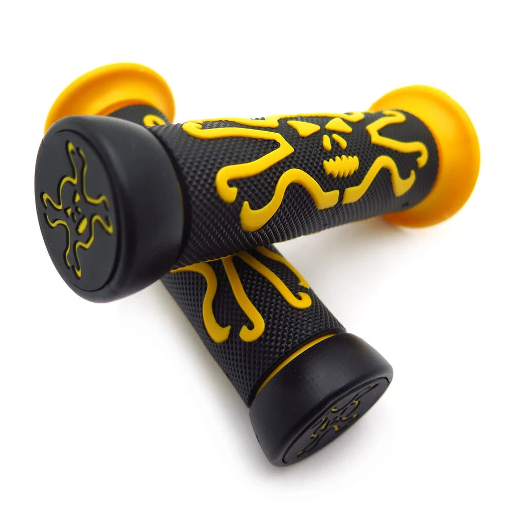 Rubber Hand Grips for Honda CBR 600 F3 F4i RR (1995–2006) - Yellow Skull