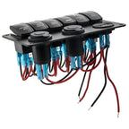 6 Gang Toggle Rocker Switch Panel with LED for Car Van Marine Boat (12-24V)