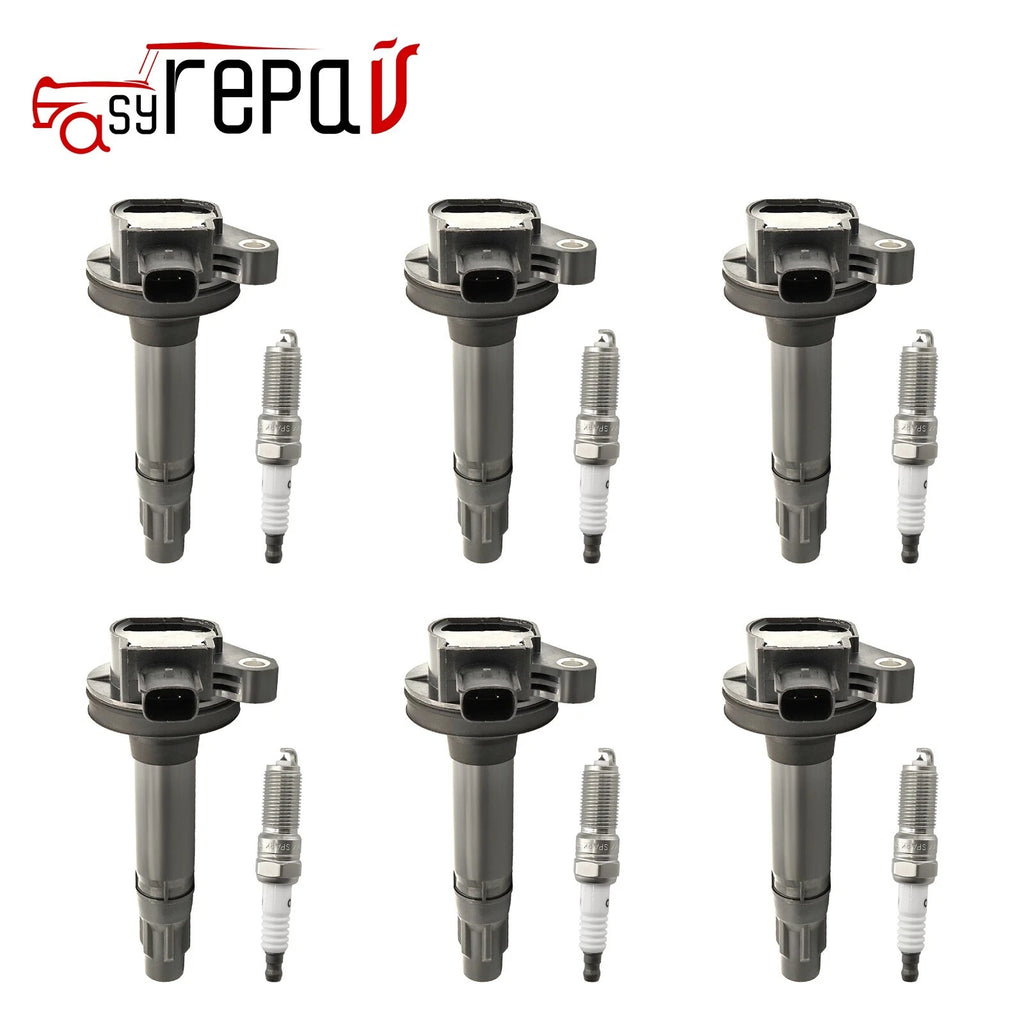 6x Ignition Coil + 6x Spark Plug for Ford Edge Lincoln Mazda CX-9 Mercury Sable (2007–2019)