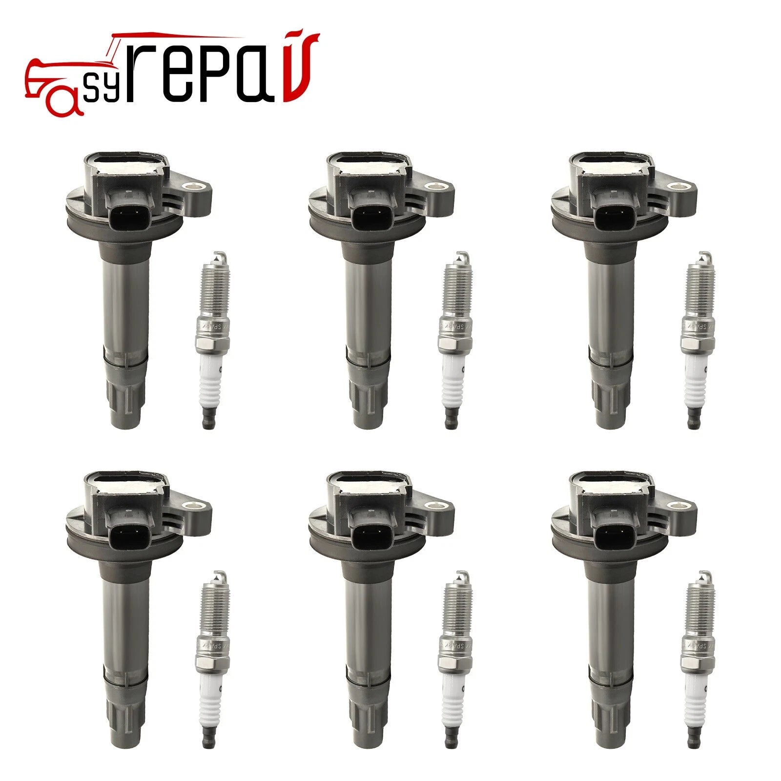 6x Ignition Coil + 6x Spark Plug for Ford Edge Lincoln Mazda CX-9 Mercury Sable (2007–2019)