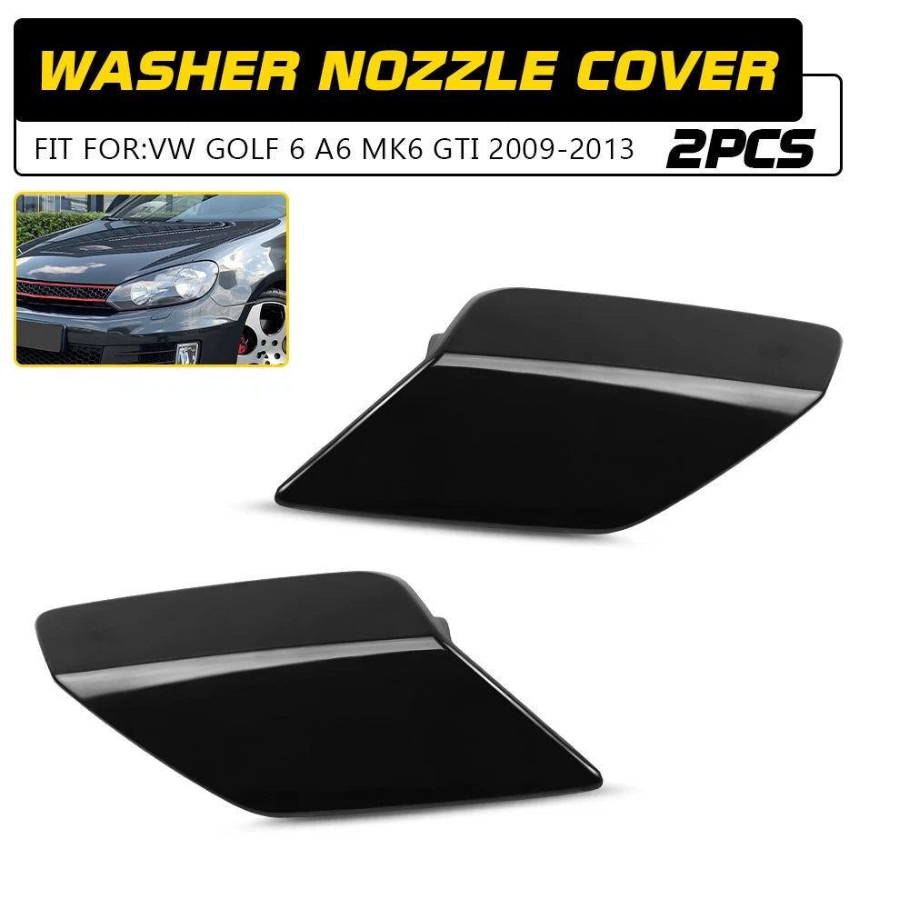2X Headlight Washer Jet Spray Cover Caps for VW Golf 6 A6 MK6 GTI (2009–2013)