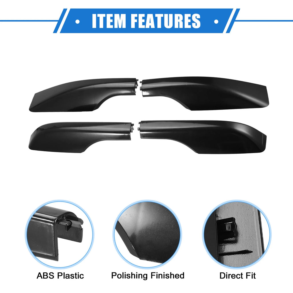 Set of 4 Roof Rack Side Rails End Covers for Toyota Land Cruiser (2008–2021) Black