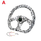 13" Racing Graffiti Pattern Flat Steering Wheel with Horn Button