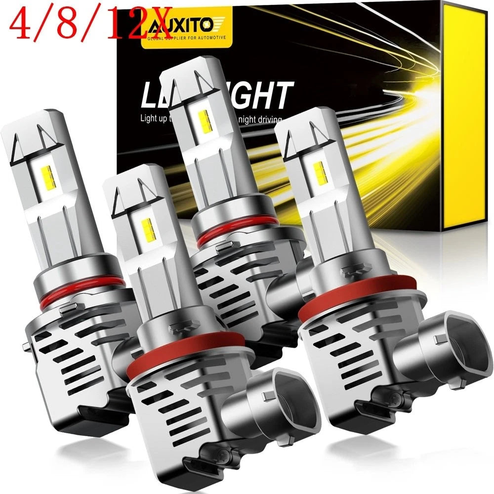 Set of 4 Combo 9005 H8 6500K LED Headlight Kit Bulbs for