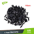 Set of 100 Black Plastic Rivets for Auto Bumper Fender (Compatible)