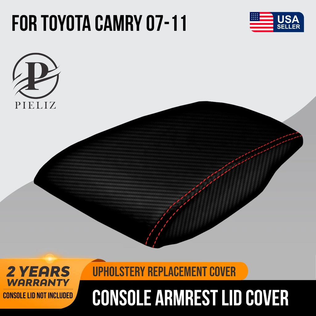 Console Armrest Lid Cover for Toyota Camry (2007–2011) Red Stitch