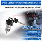 Ignition & Door Lock Cylinder Kit w/Keys for Ford F150 F250 F350 F450 (1997–2007)