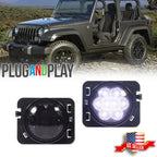 Smoked White LED Front Side Marker Lights for Jeep Wrangler JK (2007–2018)