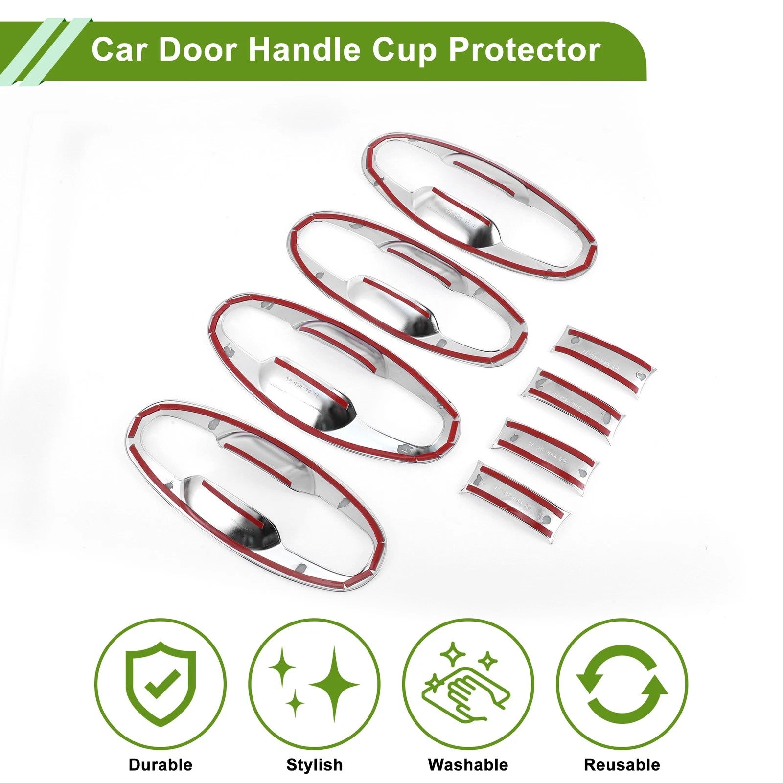 Set of 8 Chrome Door Handle Cup Protectors for Subaru XV (2018)