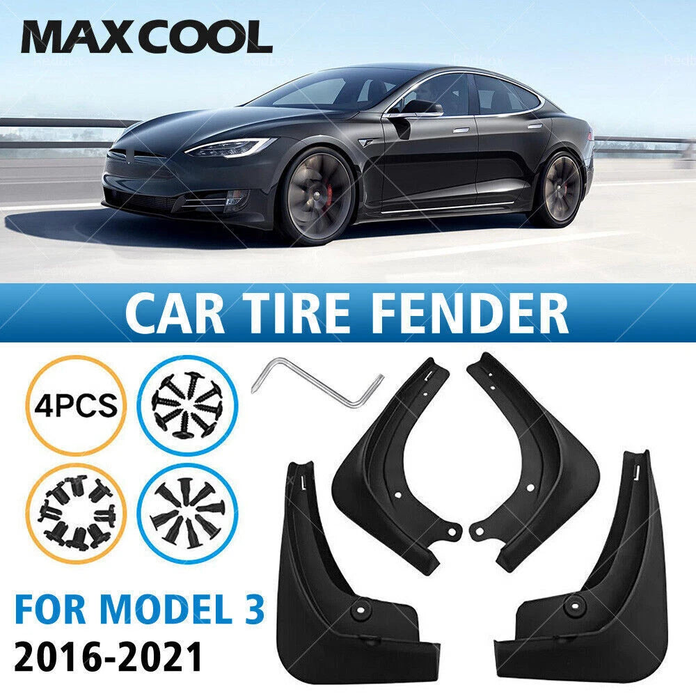 Set of 4 Mud Flaps Splash Guards for Tesla Model 3 (2017–2023)
