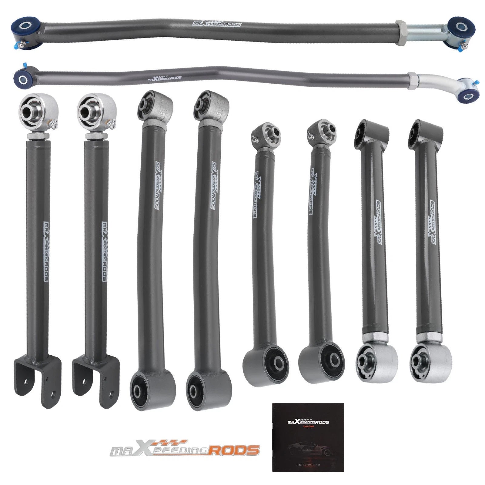 8pcs Adjustable Control Arms + Front & Rear Track Bar for Jeep Wrangler JK (2007–2018)